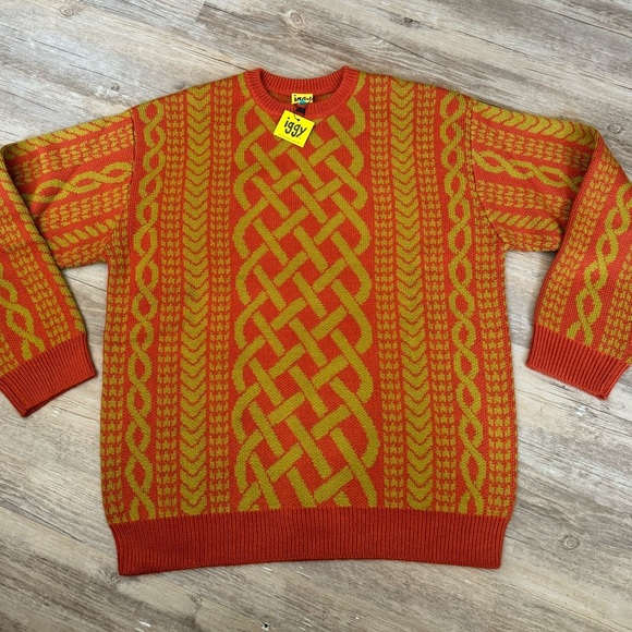 Mens Sweater Jacquard Sweater Cable Knit Sweater NWT Iggy NYC Medium - Picture 8 of 11